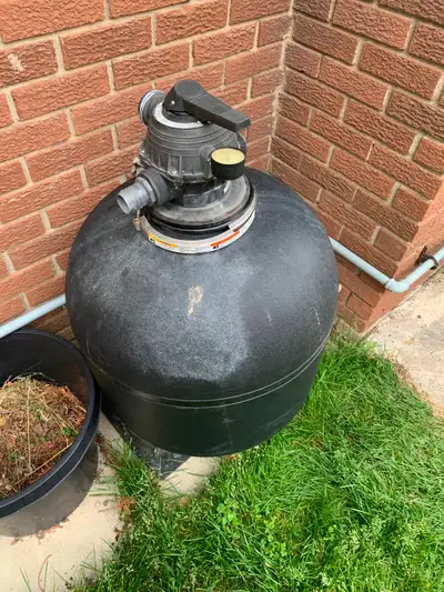 FREE: Used pool filter. No cracks or leaks. Does not include the standpipe or the laterals. Value is...