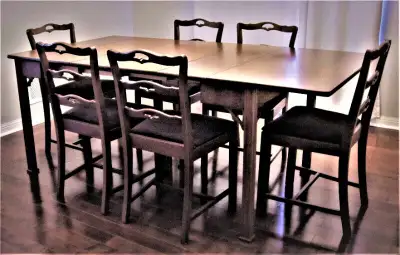 Mid-Century Teak Dining Table 6 Chairs Converts Into A Desk, View more