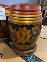 Two large and vintage Vintage Wooden Jars