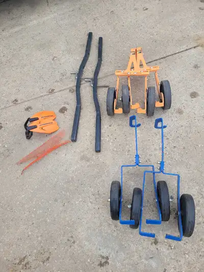 2 sets of skidoo track wheels set of sled bars and from a skidoo summit 800 hand protection set and...