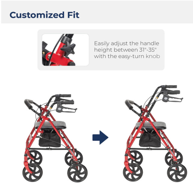 Drive Medical Four Wheel Rollator with Fold Up Removable Back in Health & Special Needs in Calgary - Image 4