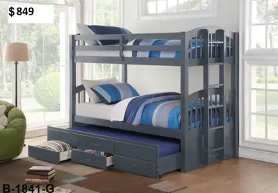 TWIN/TWIN BUNKBED WITH TRUNDLE, ONLY 849, View more