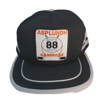 Vintage 80s ASPLUNDH Snapback Trucker Hat Camrose Hockey 1988, View more