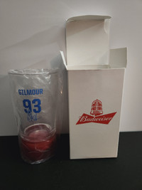 BNIB BUDWEISER DOUG GILMOUR RED LIGHT GLASS