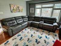 Leather 6 PC Sectional Power Sofa
