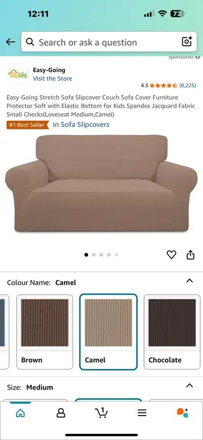 Subrtex 1 Piece Loveseat Slipcover Stretch Spandex Furniture Protector camel Retails: $56.99 + tax A...
