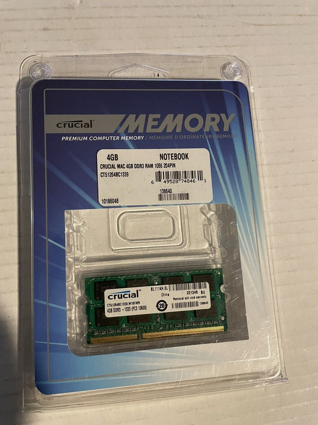 Crucial Memory 4GB-DDR3 Ram in Other in Mississauga / Peel Region - Image 2