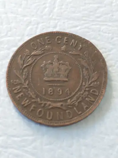 Lovely 1894 Newfoundland large cent (damaged), View more