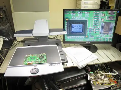 Electronics inspection magnifying station, machine vision camera, View more