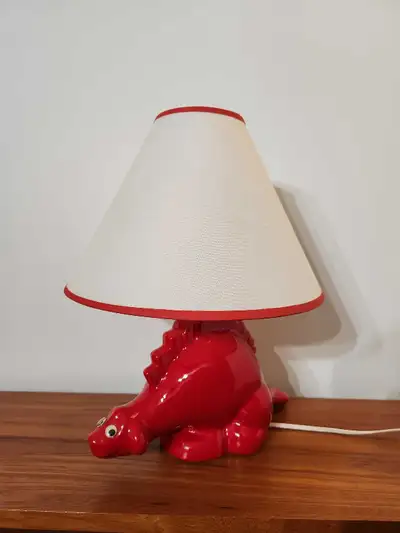 Maurice Chalvignac Ceramic Dinosaur Lamp. Bedside Lamp. Stegosaurus. Cherry Red in Colour. Original...