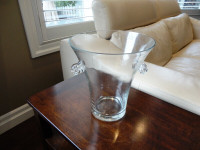 Large Decor Glass Vase with Hand Molded Swirled Glass Handles