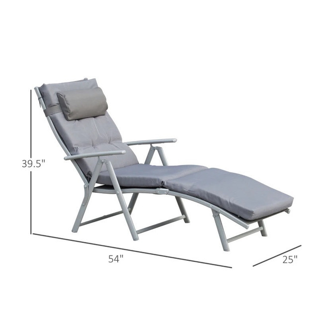 Outdoor Folding Chaise Lounge Chair Recliner with Portable Desig in Chairs & Recliners in Markham / York Region - Image 2