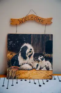 Vintage Welcome Sheepdog Sign (Please Read Ad)