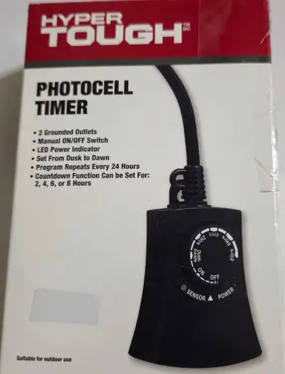 This Hyper Tough Photocell Timer is a great way to automate your outdoor lighting with 2 grounded ou...