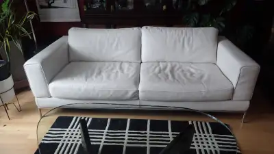 White Leather IKEA ARILD 3 seater sofa, View more