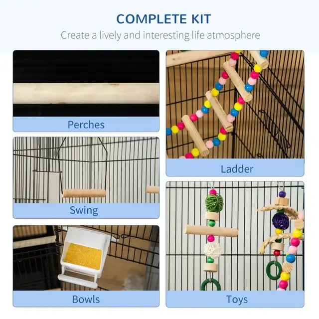 39"H Bird Cage for Budgie, Cockatiel, Conure, Small Birds, Black in Birds for Rehoming in Markham / York Region - Image 5