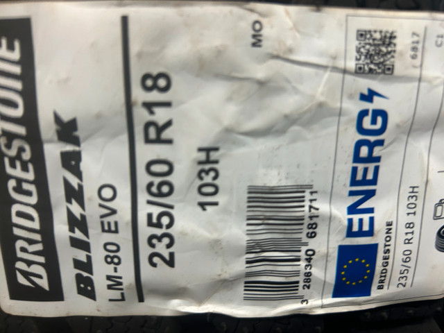 New Bridgestone Blizzak LM-80 EVO 235/60R18 tires in Tires & Rims in Ottawa