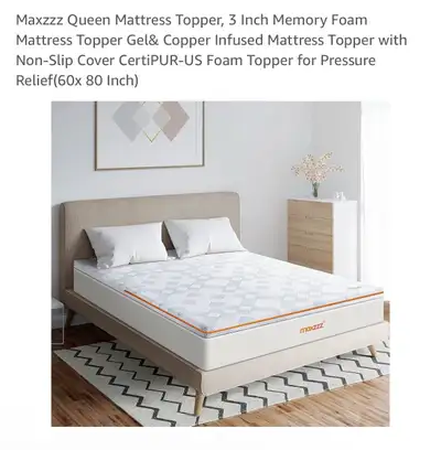 Maxzzz 3-Inch Memory Foam Mattress Topper, View more