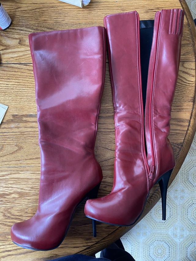 Wicked Anastasia Red High Healed Boots - size 7 1/2 in Women's - Shoes in Kitchener / Waterloo