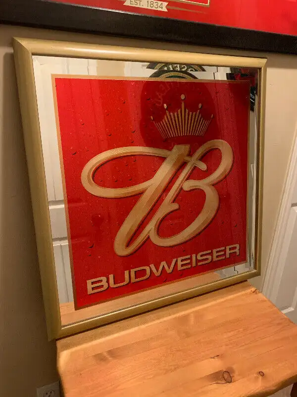 Vintage Budweiser Xlarge Beer Bar mirror Mint in Arts & Collectibles in Calgary - Image 3