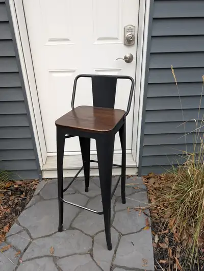 Bouclair Bar Stools - Metal Frame, Solid Wood Seat - 30 Inches, View more