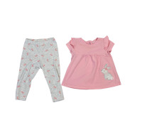 Child of Mine Pink Bunny Short Sleeve Shirt & Pant Set 18 Months