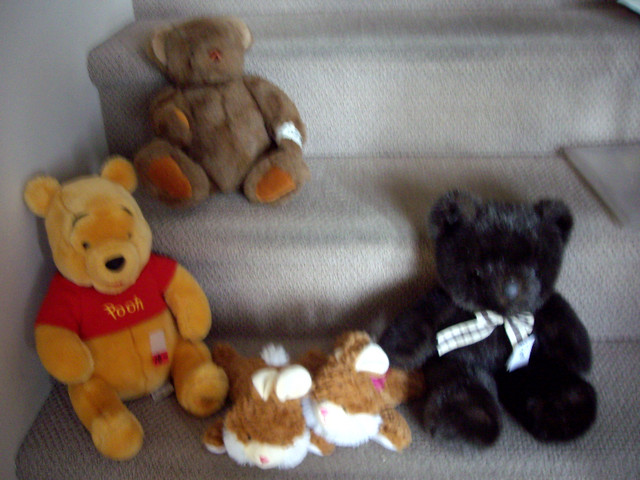 ANIMALS PLUSH-SEARS POOH BEAR, GUND BROWN, CHOC, 2 BUNNYS in Toys & Games in Burnaby/New Westminster