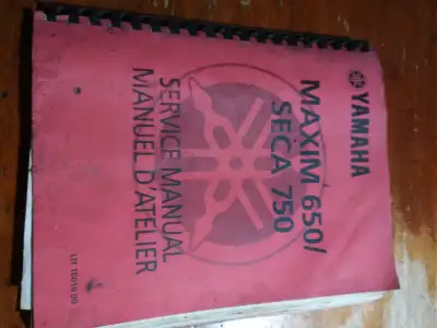 Factory dealership service manual for 1980-81 Yamaha Maxim 650/Seca 750, good shape.