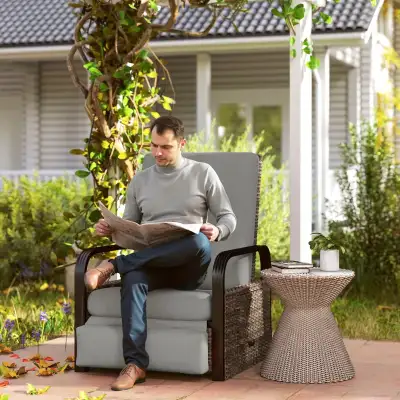 Wicker Outdoor Recliner Chair, Reclining Lounge Chair with Adjus, View more