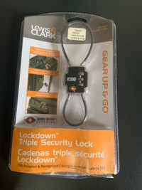 NEW IN PACKAGE ‘ LEWIS CLARK ‘ LOCKDOWN TRIPLE SECURITY LOCK !