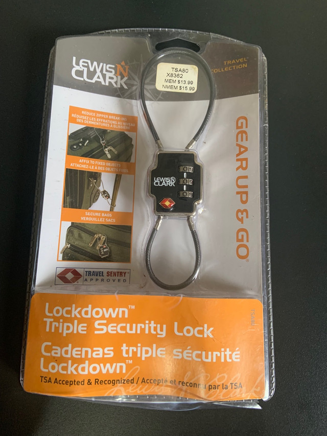 NEW IN PACKAGE ‘ LEWIS CLARK ‘ LOCKDOWN TRIPLE SECURITY LOCK ! in General Electronics in Mississauga / Peel Region