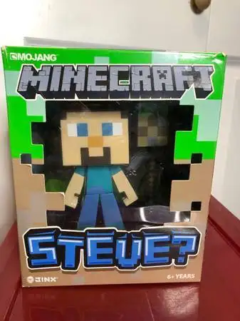 JINX Minecraft Steve Vinyl Action Figure + Grass Block & Pickaxe Collectable New Inside Box!