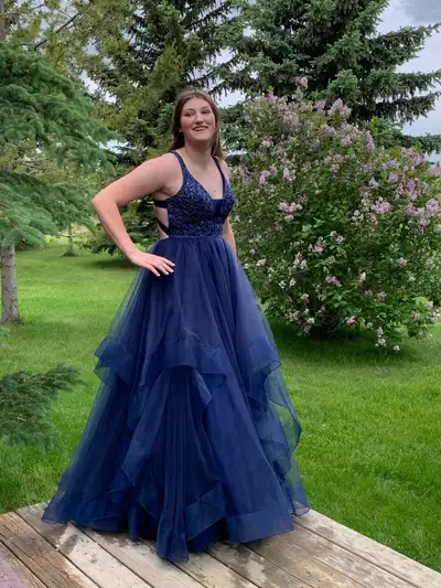 Navy blue grad dress size 12, View more