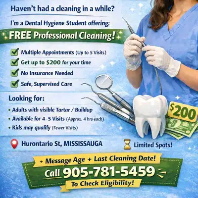 free dental cleaning plus $200 cash , View more