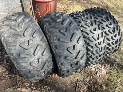 These Kenda Pathfinder ATV tires measure 24x8-12 and 24x10-12, perfect for your Arctic Cat 400. Clos...