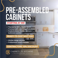 Pre-Assembled Cabinets Ready to Ship - Installation available