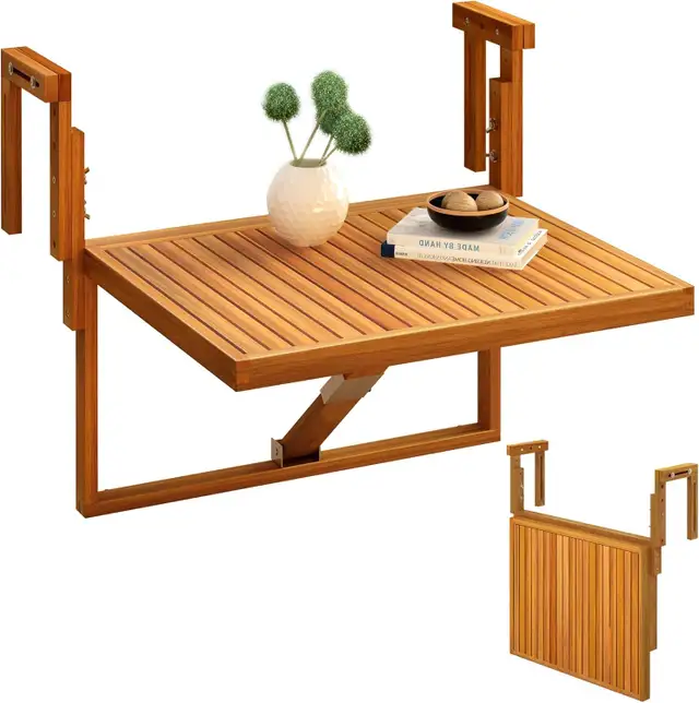 NEW Toronto Balcony Folding 28x23" Deck Table (Interbuild) Teak in Patio & Garden Furniture in Markham / York Region - Image 2