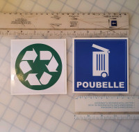Autocollants ''Poubelle'' et ''Recyclage'' 4'' / 10cm