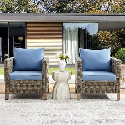 Outdoor Wicker Single Sofa Set of 2, All Weather Sectional Sofa , View more