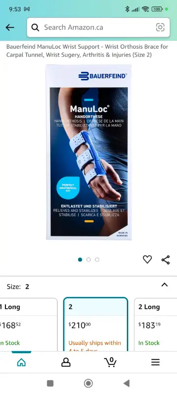 Bauerfeind ManuLoc Wrist Support - Wrist Orthosis Brace for Carp628643655133451224