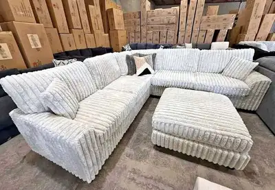 Modern Large Family Corduroy Sectional Sofa set Luxury Living , View more
