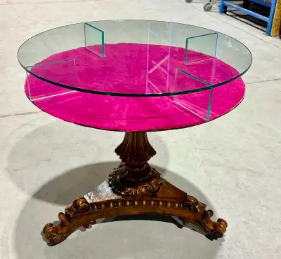 Antique Neoclassical Side Table (Glass Top & 19th Century Base), View more
