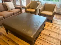 Large Leather Ottoman - Ideal for Family Room
