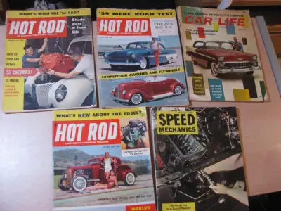 This is a collection of classic Hot Rod Magazines (3) plus 1 edition of Car Life and 1 edition of Sp...