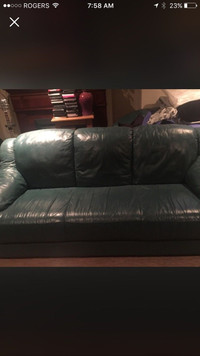 Green leather couch