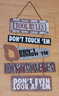 Tool Rules- 5 Hanging Plaques-Wall Sign Metal