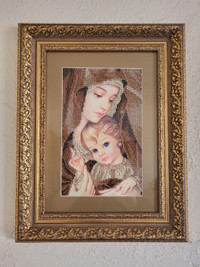 "Blessed Mary" painting +(beads)