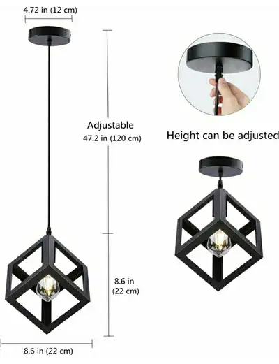 Industrial pendants light, Modern cage metal farmhouse look. Hanging lamps with adjustable Cord. 1 f...