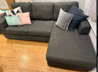Charcoal couch with convertible chaise - make me an offer