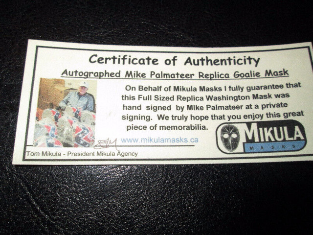 Mike Palmateer Autographed Full Size Goalie Mask in Arts & Collectibles in Mississauga / Peel Region - Image 2